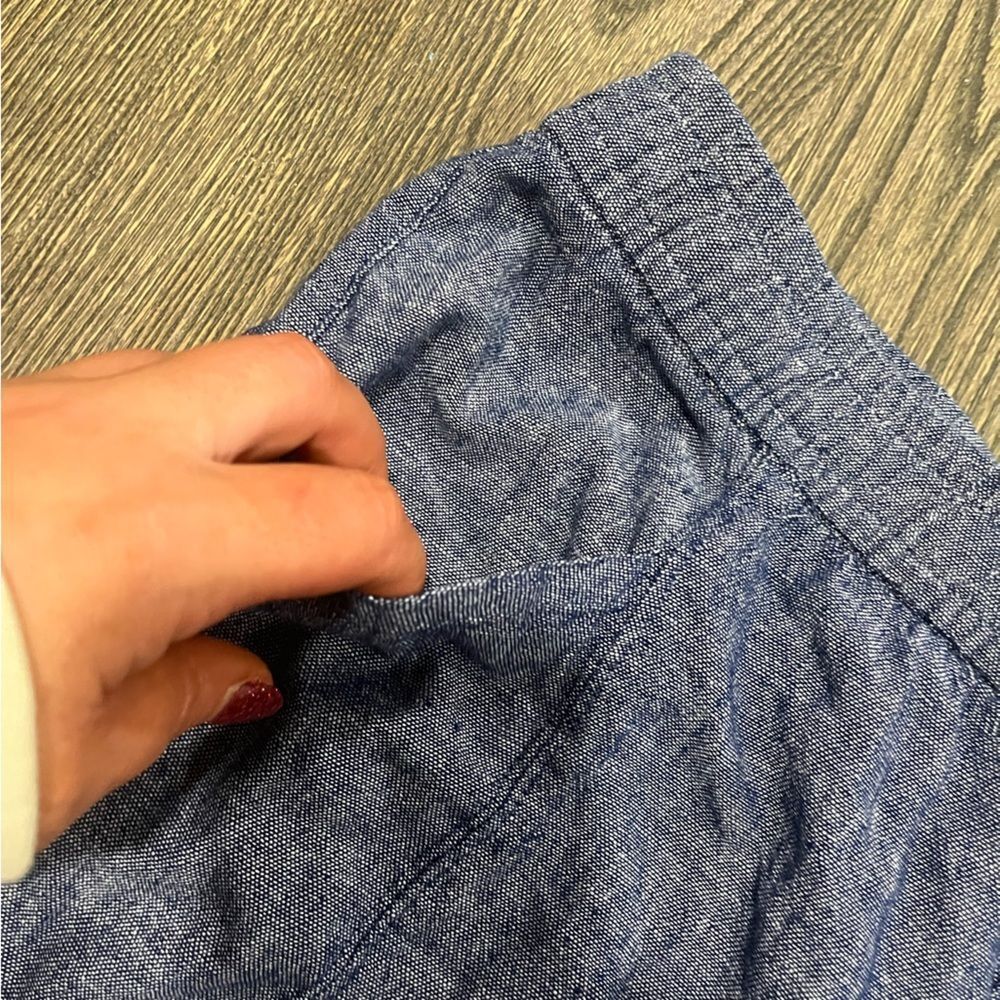 Old Navy Womens High Rise Shorts Linen Blend Elastic Waist Pockets Blue Size L - Picture 3 of 6